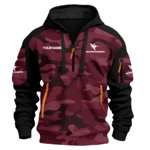 Humminbird Exclusive Logo Hoodie Half Zipper Fishing QTFS200525A3HUM - Marron
