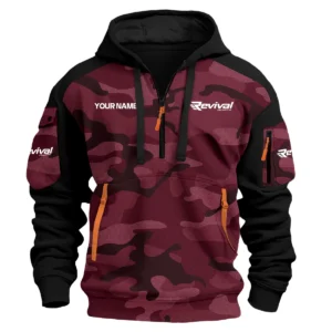 Revival Boats Exclusive Logo Hoodie Half Zipper Fishing QTFS200525A3RVB - Marron