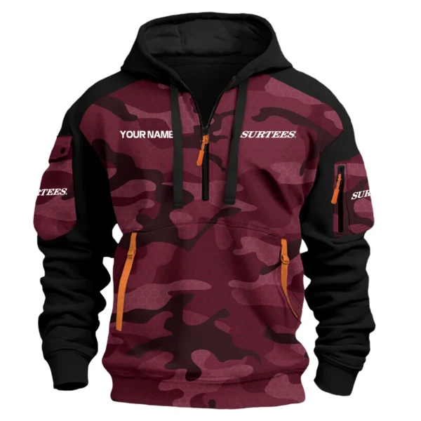 Surtees Exclusive Logo Hoodie Half Zipper Fishing QTFS200525A3SUB - Marron