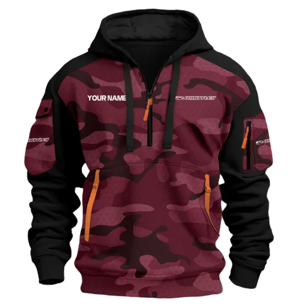 whittley boats Exclusive Logo Hoodie Half Zipper Fishing QTFS200525A3WHB - Marron