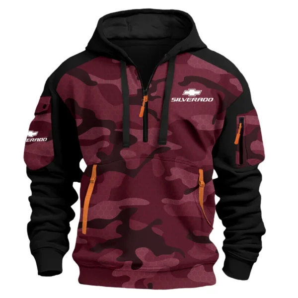 Chevrolet Silverado Exclusive Logo Hoodie Half Zipper Ute QTUT280525A1CS - Marron