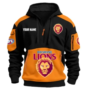 Brisbane Lions Australian Football League Exclusive Logo Hoodie Half Zipper HOAFL190525A01BL - Orange