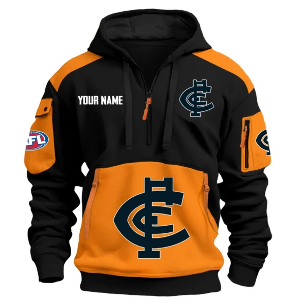 Carlton Blues Australian Football League Exclusive Logo Hoodie Half Zipper HOAFL190525A01CARL - Orange