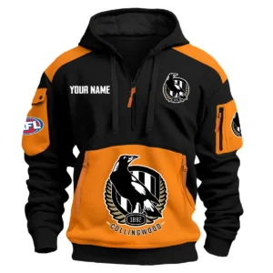 Collingwood Magpies Australian Football League Exclusive Logo Hoodie Half Zipper HOAFL190525A01COLL - Orange