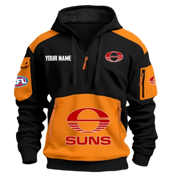 Gold Coast SUNS Australian Football League Exclusive Logo Hoodie Half Zipper HOAFL190525A01GCFC - Orange