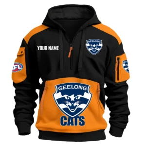 Geelong Cats Australian Football League Exclusive Logo Hoodie Half Zipper HOAFL190525A01GEEL - Orange