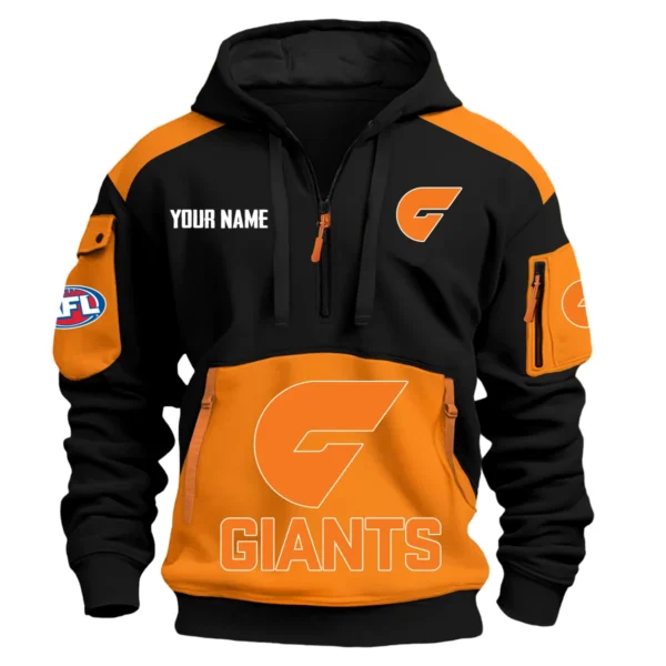 GWS Giants Australian Football League Exclusive Logo Hoodie Half Zipper HOAFL190525A01GWS - Orange