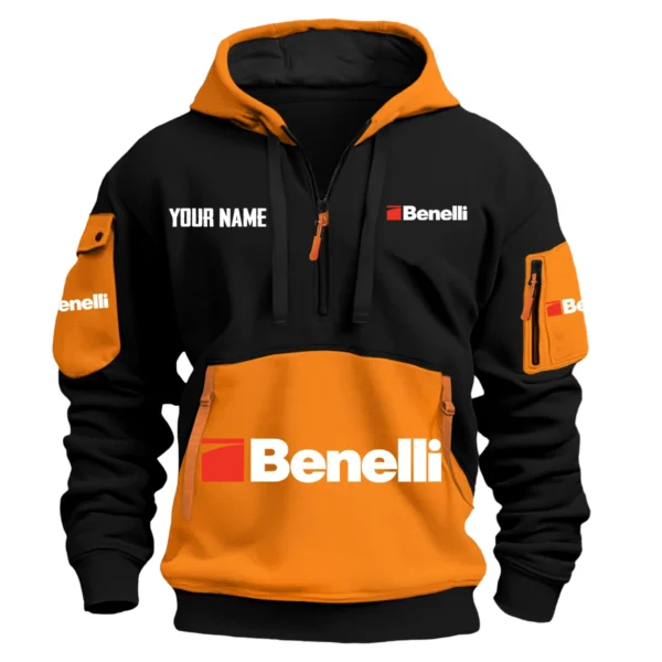 Benelli Exclusive Logo Hoodie Half Zipper HOMOT090625A01BENHDF - Orange