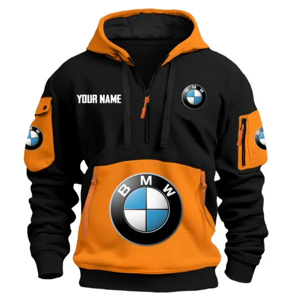 BMW Motorrad Exclusive Logo Hoodie Half Zipper HOMOT090625A01BMWHDF - Orange