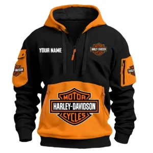 Harley-Davidson Exclusive Logo Hoodie Half Zipper HOMOT090625A01HDHDF - Orange