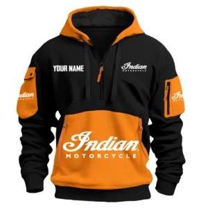 Indian Motorcycle Exclusive Logo Hoodie Half Zipper HOMOT090625A01INDHDF - Orange