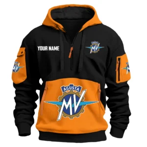 MV Agusta Exclusive Logo Hoodie Half Zipper HOMOT090625A01MVAHDF - Orange