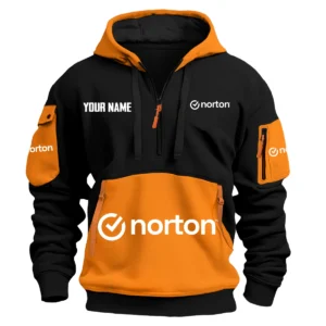 Norton Exclusive Logo Hoodie Half Zipper HOMOT090625A01NORHDF - Orange