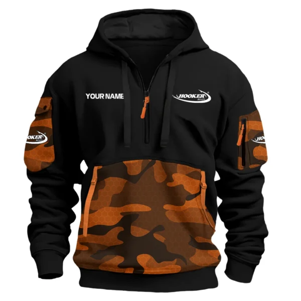 Hooker Boats Exclusive Logo Hoodie Half Zipper Fishing QTFS200525A2HOO - Orange