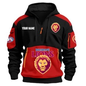 Brisbane Lions Australian Football League Exclusive Logo Hoodie Half Zipper HOAFL190525A01BL - Red