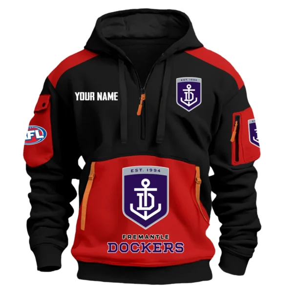 Fremantle Dockers Australian Football League Exclusive Logo Hoodie Half Zipper HOAFL190525A01FRE - Red