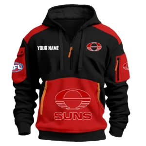 Gold Coast SUNS Australian Football League Exclusive Logo Hoodie Half Zipper HOAFL190525A01GCFC - Red