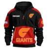 GWS Giants Australian Football League Exclusive Logo Hoodie Half Zipper HOAFL190525A01GWS - Red