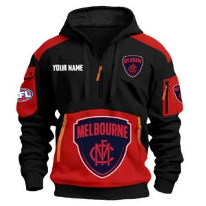 Melbourne Demons Australian Football League Exclusive Logo Hoodie Half Zipper HOAFL190525A01MELB - Red