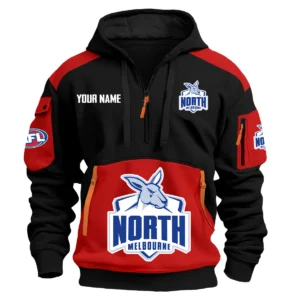 North Melbourne Kangaroos Australian Football League Exclusive Logo Hoodie Half Zipper HOAFL190525A01NMFC - Red