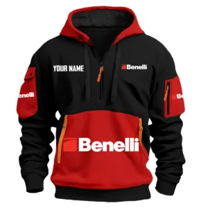Benelli Exclusive Logo Hoodie Half Zipper HOMOT090625A01BENHDF - Red