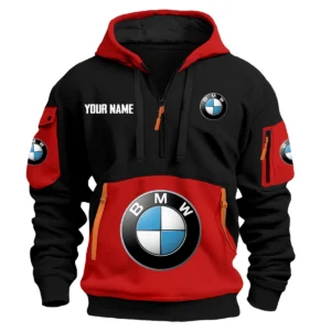BMW Motorrad Exclusive Logo Hoodie Half Zipper HOMOT090625A01BMWHDF - Red