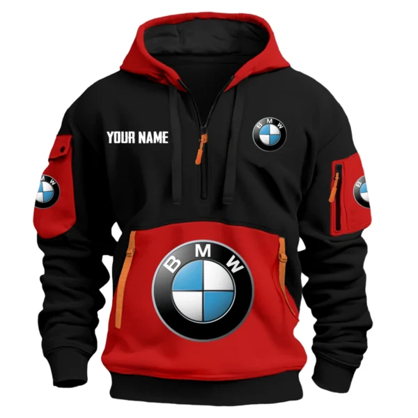 BMW Motorrad Exclusive Logo Hoodie Half Zipper HOMOT090625A01BMWHDF - Red
