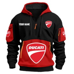 Ducati Exclusive Logo Hoodie Half Zipper HOMOT090625A01DUCHDF - Red