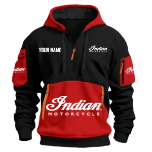 Indian Motorcycle Exclusive Logo Hoodie Half Zipper HOMOT090625A01INDHDF - Red