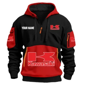 Kawasaki Exclusive Logo Hoodie Half Zipper HOMOT090625A01KAWHDF - Red