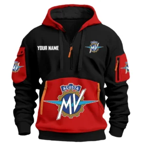 MV Agusta Exclusive Logo Hoodie Half Zipper HOMOT090625A01MVAHDF - Red