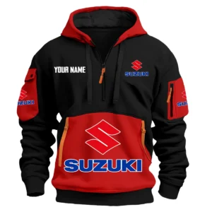 Suzuki Exclusive Logo Hoodie Half Zipper HOMOT090625A01SUZHDF - Red