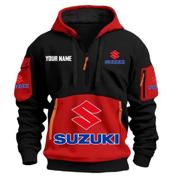 Suzuki Exclusive Logo Hoodie Half Zipper HOMOT090625A01SUZHDF - Red