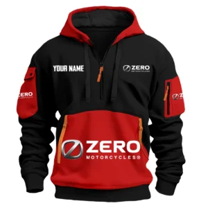 Zero Motorcycles Exclusive Logo Hoodie Half Zipper HOMOT090625A01ZERHDF - Red
