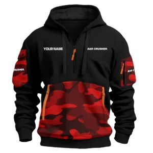 Bar Crusher Exclusive Logo Hoodie Half Zipper Fishing QTFS200525A2BCR - Red
