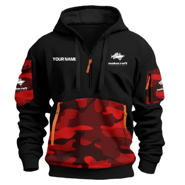 Makocraft Boats Exclusive Logo Hoodie Half Zipper Fishing QTFS200525A2MAB - Red