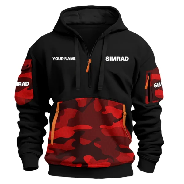 Simrad Exclusive Logo Hoodie Half Zipper Fishing QTFS200525A2SIM - Red