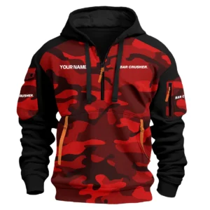 Bar Crusher Exclusive Logo Hoodie Half Zipper Fishing QTFS200525A3BCR - Red