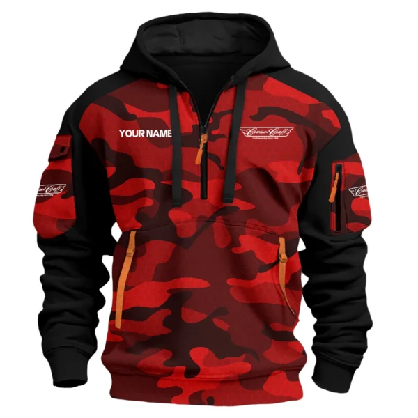 CruiseCraft Exclusive Logo Hoodie Half Zipper Fishing QTFS200525A3CCB - Red