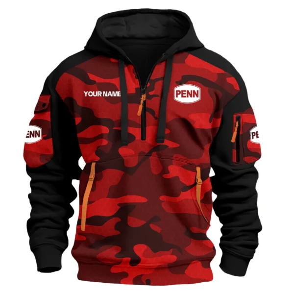 Penn Fishing Exclusive Logo Hoodie Half Zipper Fishing QTFS200525A3PES - Red