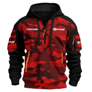 Revival Boats Exclusive Logo Hoodie Half Zipper Fishing QTFS200525A3RVB - Red