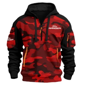 Ford Ranger Exclusive Logo Hoodie Half Zipper Ute QTUT280525A1FR - Red