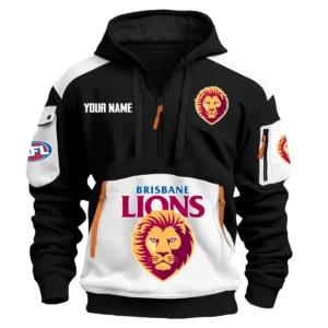 Brisbane Lions Australian Football League Exclusive Logo Hoodie Half Zipper HOAFL190525A01BL - White