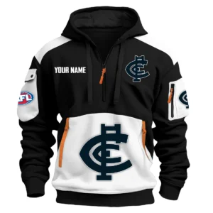 Carlton Blues Australian Football League Exclusive Logo Hoodie Half Zipper HOAFL190525A01CARL - White