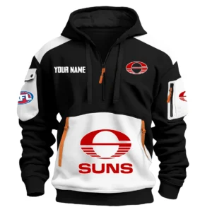 Gold Coast SUNS Australian Football League Exclusive Logo Hoodie Half Zipper HOAFL190525A01GCFC - White