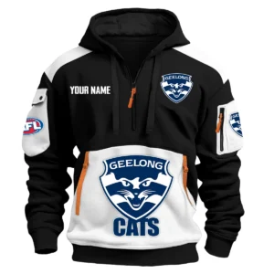 Geelong Cats Australian Football League Exclusive Logo Hoodie Half Zipper HOAFL190525A01GEEL - White