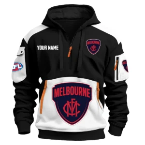 Melbourne Demons Australian Football League Exclusive Logo Hoodie Half Zipper HOAFL190525A01MELB - White