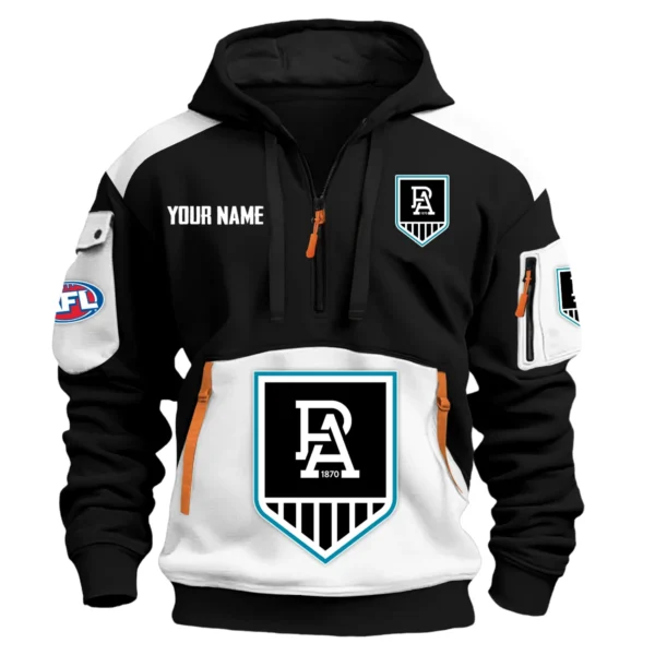 Port Adelaide Power Australian Football League Exclusive Logo Hoodie Half Zipper HOAFL190525A01PORT - White