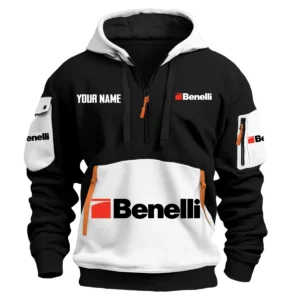 Benelli Exclusive Logo Hoodie Half Zipper HOMOT090625A01BENHDF - White