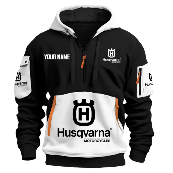 Husqvarna Exclusive Logo Hoodie Half Zipper HOMOT090625A01HUSHDF - White